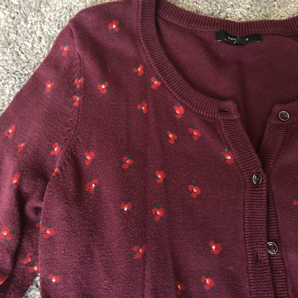 RW&Co. Purple Floral Cardigan - Picture 2 of 4